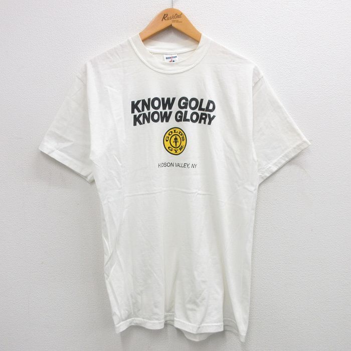 M/古着 ジャージーズ 半袖 ビンテージ Tシャツ メンズ 00s ゴールドジム ハドソンバレイ コットン クルーネック 白 ホワイト 24jul13 中古