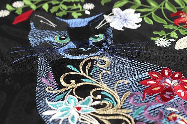 ona4445 西陣織 猫 ネコ ねこ 刺繍 精密 細密 九寸 名古屋帯