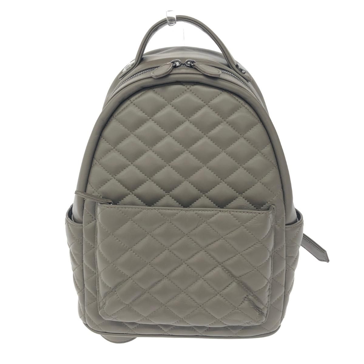 美品　銀座ヨシノヤ リュック　チェック　カーキ 美品 銀座ヨシノヤ ギンザヨシノヤ リュック カーキ レザー