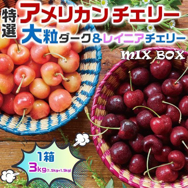 さくらんぼ アメリカンチェリー 大粒ダークチェリー＆大粒レイニアチェリー MIX 3kg ギフト プレゼント 果物 フルーツ 高糖度 予約品 6月20日～8月9日の出荷予定