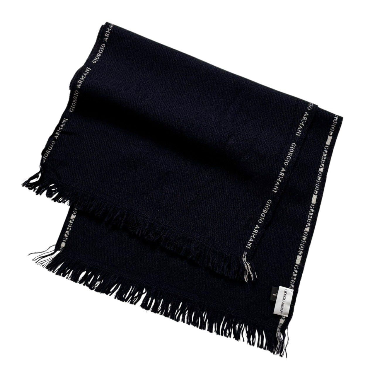 GIORGIO ARMANI ジョルジオアルマーニ マフラー ストール 紺 ニット 冬