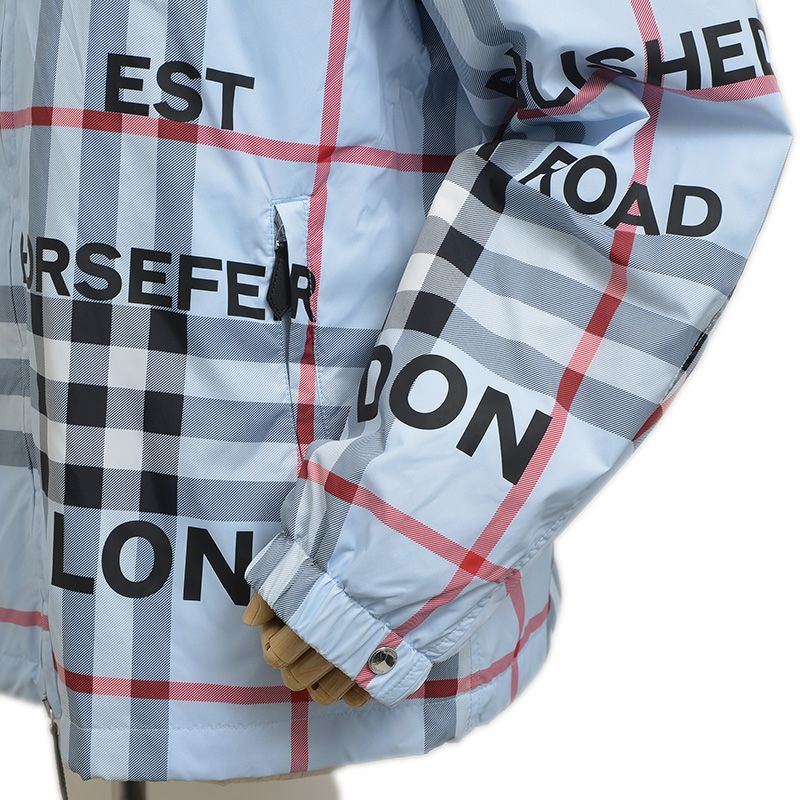 バーバリー マウンテンパーカー ノバチェック ブルー ナイロン メンズ