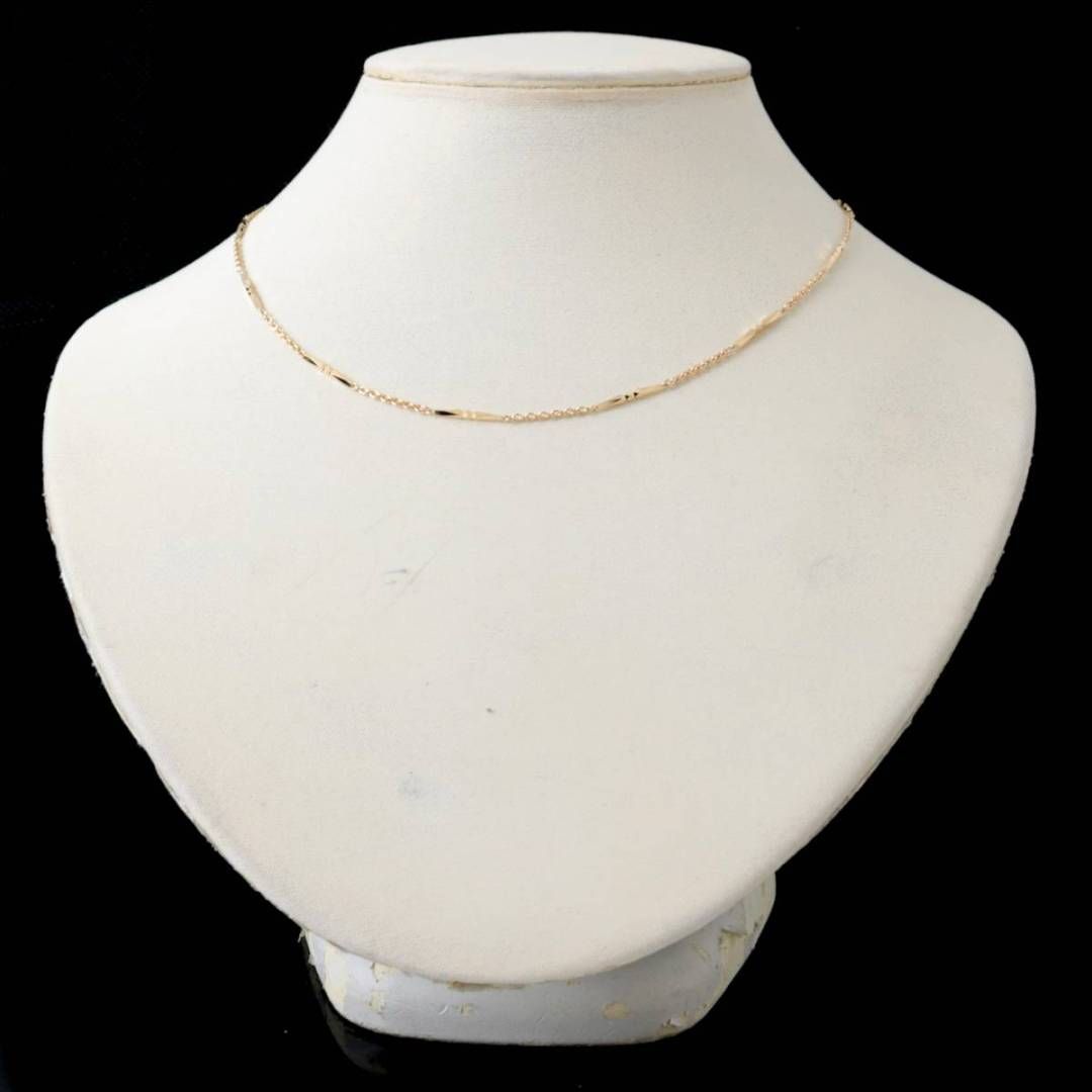 切子 丸小豆 ステーション チェーンネックレス K18 18金 YG イエロー 