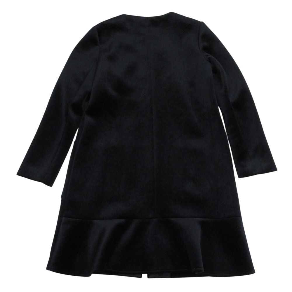 Rene ルネ カメリア ジップアップ ベロア ノー ロングコート サイズ38 ブラック レディース 古着