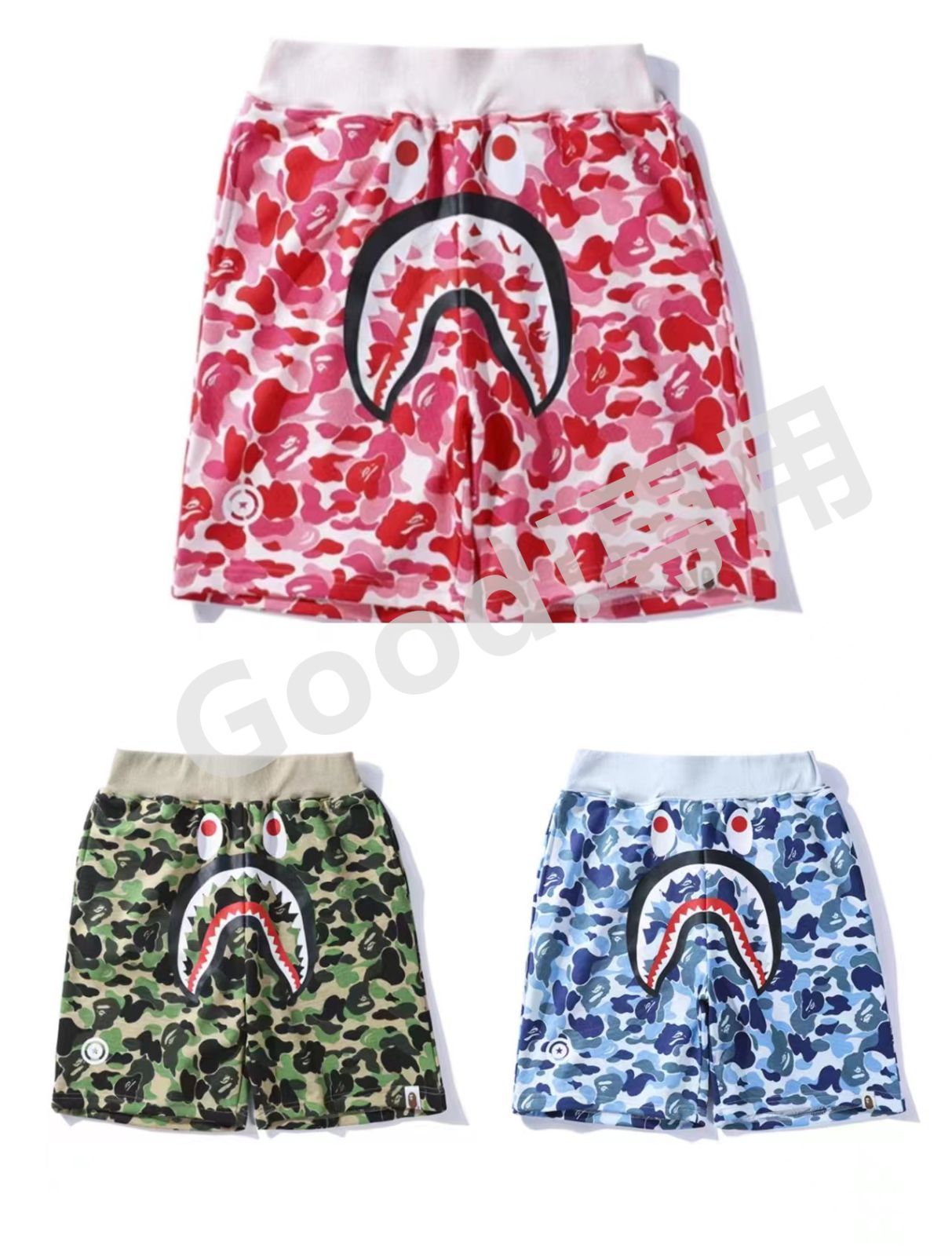 【新品】A BATHING APE アベイシングエイプ Shark シャークカモフラージュ ハーフパンツ ンカモフラージュ  3カラー選択