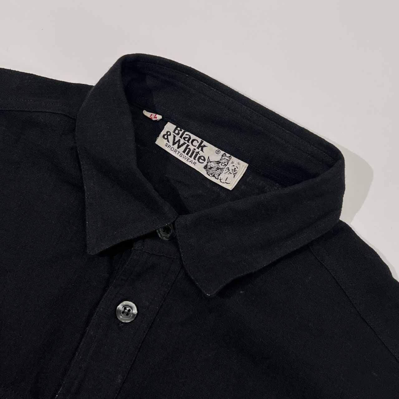 イタリア製 BLACK&WHITE ブラック＆ホワイト 長袖シャツ 44/ブラック