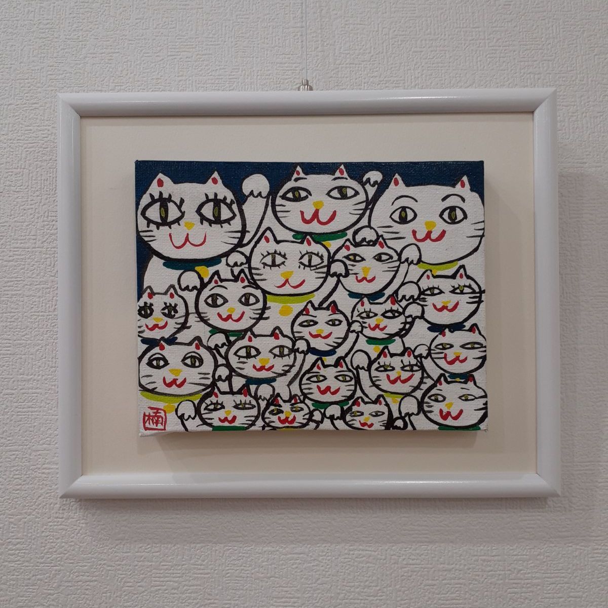 ハッピーコスモス畑　F6号キャンバス　アクリル絵の具　画家　小楠アキコ作品 ハッピーコスモス畑 F6号キャンバス アクリル絵の具 画家 小楠
