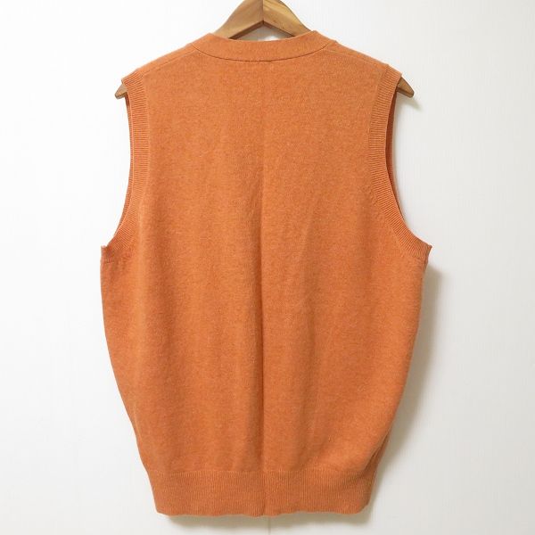 wnc パパス Papas ベスト ジレ ニット L オレンジ カシミア混 アンゴラ混 刺繍 ロゴ Vネック メンズ 964904