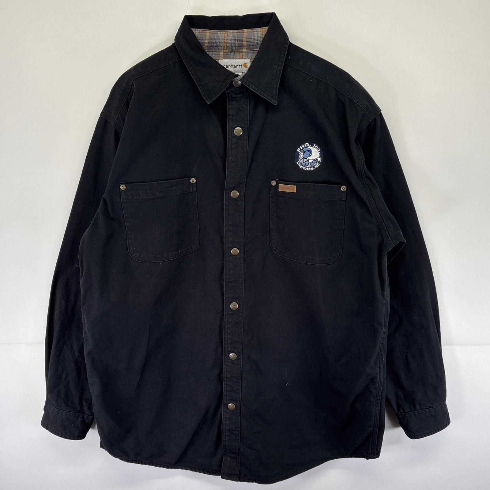 古着 carhartt ワークシャツ ジャケット ネイビー　サイズ2XL Carhartt カーハート ダックジャケット 古着 ネイビー XL サイズ