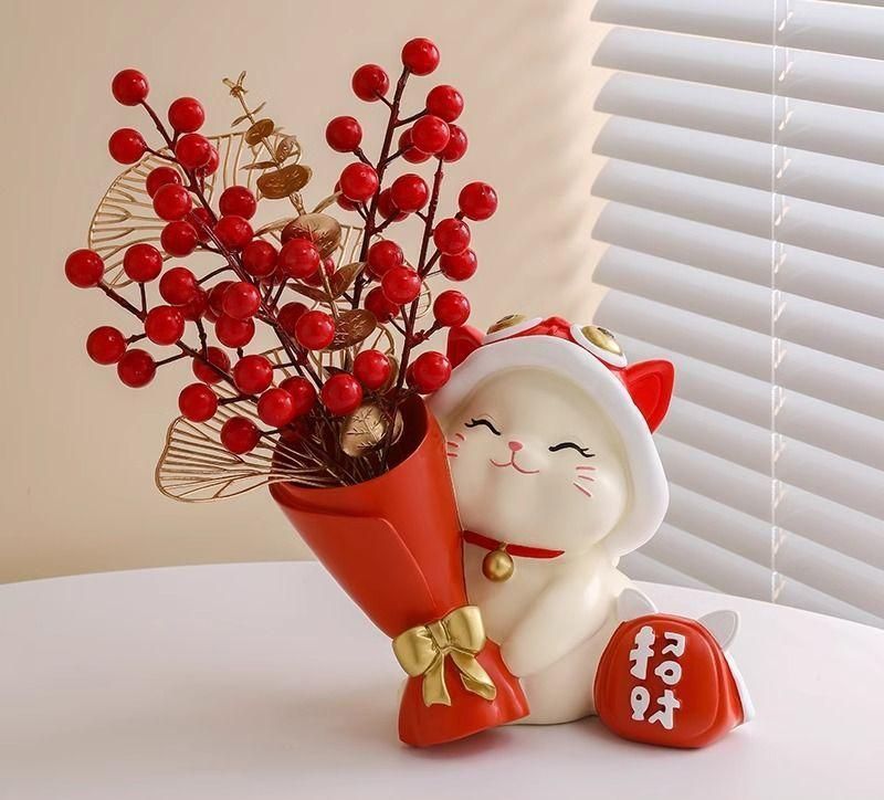 新品 招き猫猫の置物 猫の像の花瓶 家の装飾 テーブルの割れない花瓶 置物です カントリー風 ガーデンオブジェ 新築祝 プレゼント 置き型 装飾品 誕生日プレゼント 雰囲気アップ A02