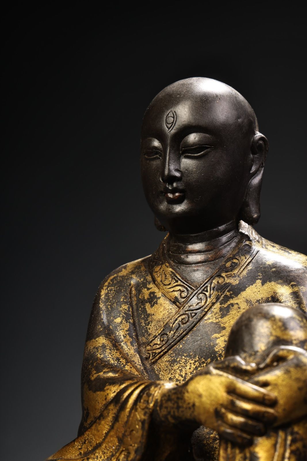 旧家供養品 銅製 泥金 地藏王菩薩像 仏像 宗教 仏教古美術 供養品 置物擺件 古美術品 古董品 旧家蔵出 蔵友館蔵品 稀少珍品