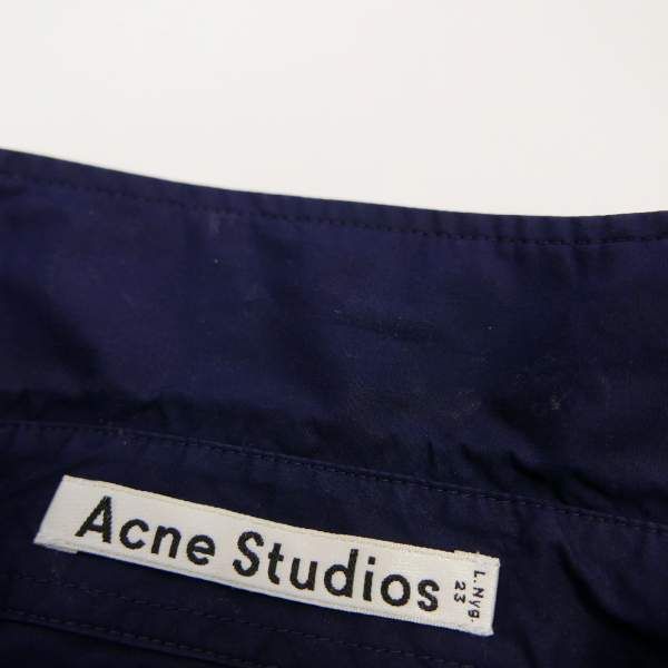 14SS Acne Studios アクネストゥディオズ LATE POPLIN ノースリーブ フレア Aライン シャツ ブラウス NAVY 36 14SS Acne Studios アクネストゥディオズ LATE POPLIN