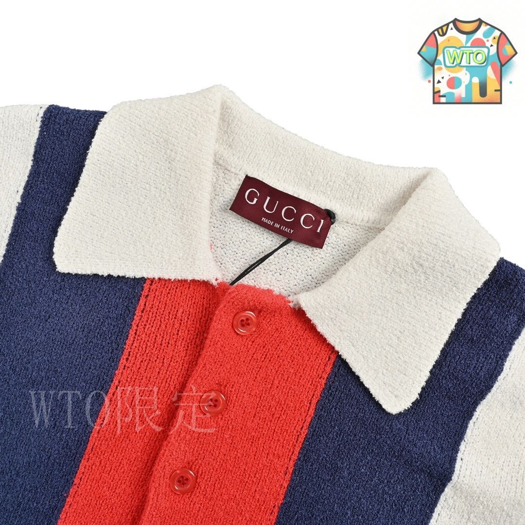 Gucci カラーブロック ジップアップポロシャツ