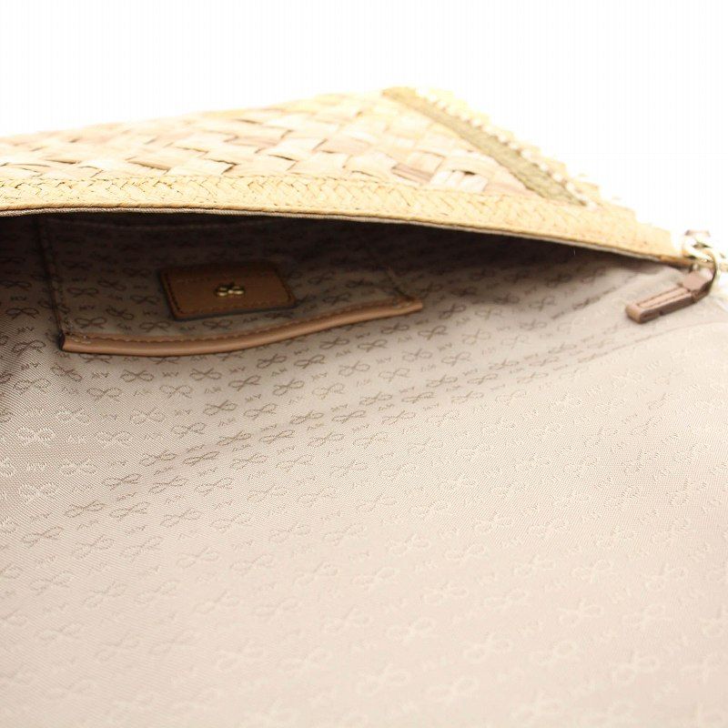 Anya Hindmarch◆ラフィアクラッチバッグ◆ペッツ/スマイリー Anya Hindmarch◇ラフィアクラッチバッグ◇ペッツ/スマイリー