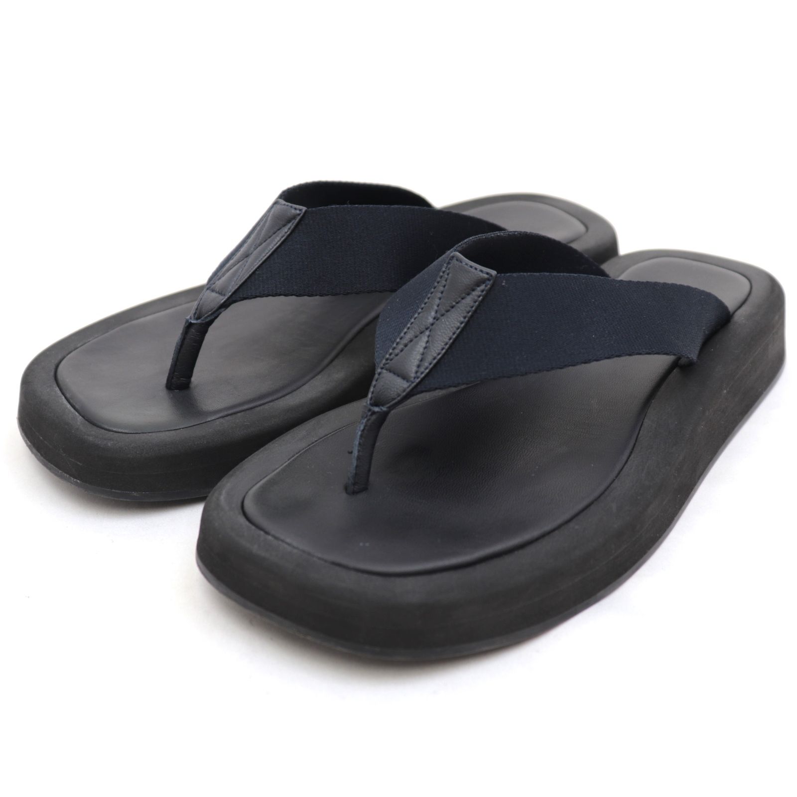 美品 ザロウ GINZA レザー トング サンダル レディース 黒