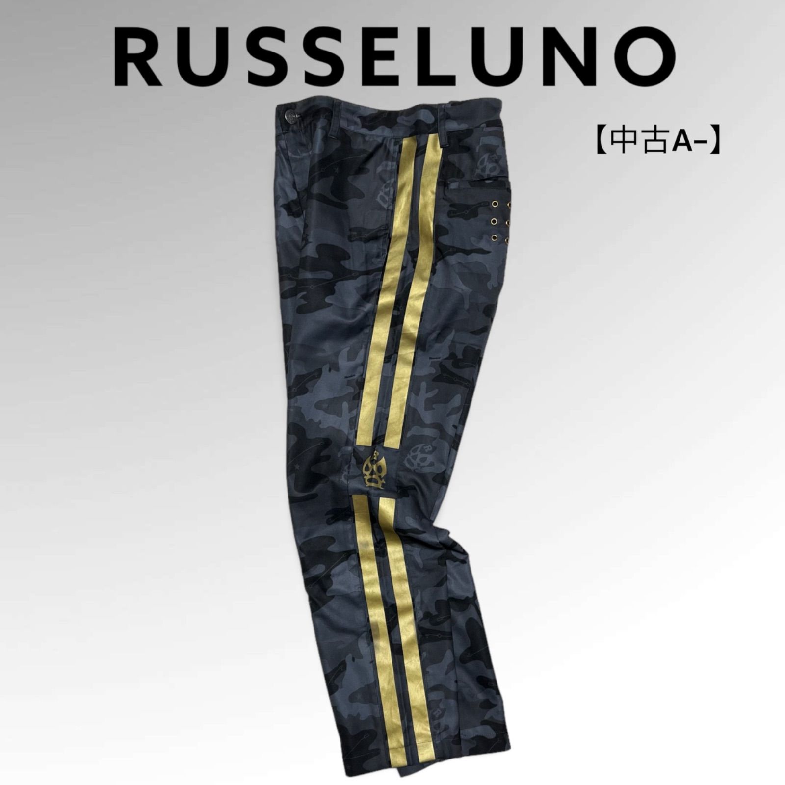 美品】 メンズ RUSSELUNO ロングパンツ 5 ゴルフパンツ カモフラ 迷彩