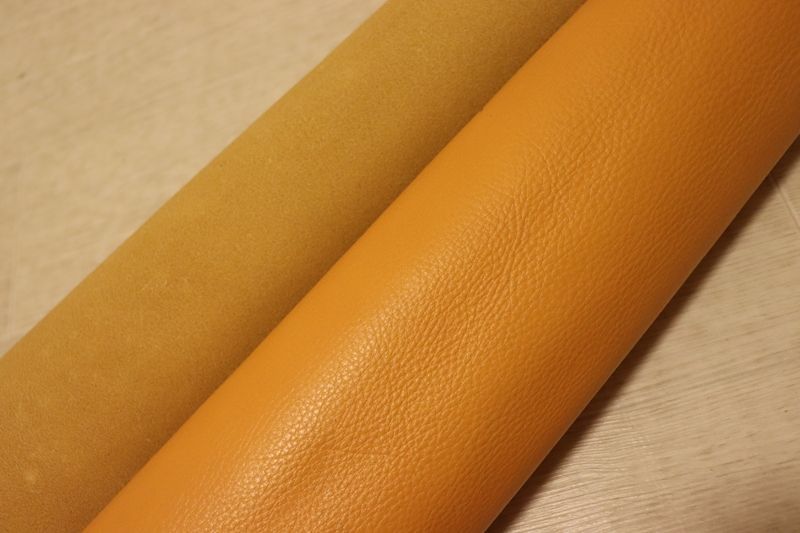 オレンジ 246ds クロム革 牛革 国産 レザー シュリンク加工 はぎれ 一枚革 レザークラフト 革 皮 本革 diy 生地 材料