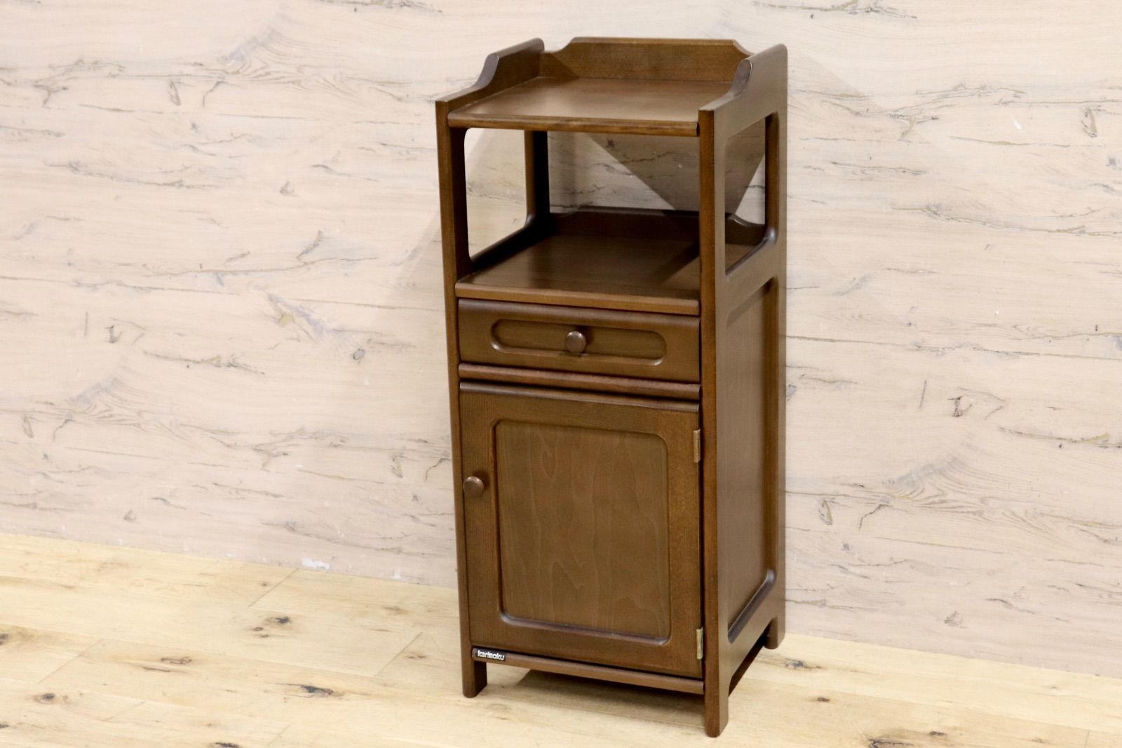 GMIH277B○karimoku カリモク 電話台 FAX台 花台 飾り棚 リビング収納 引出し クラシック レトロ 国産家具