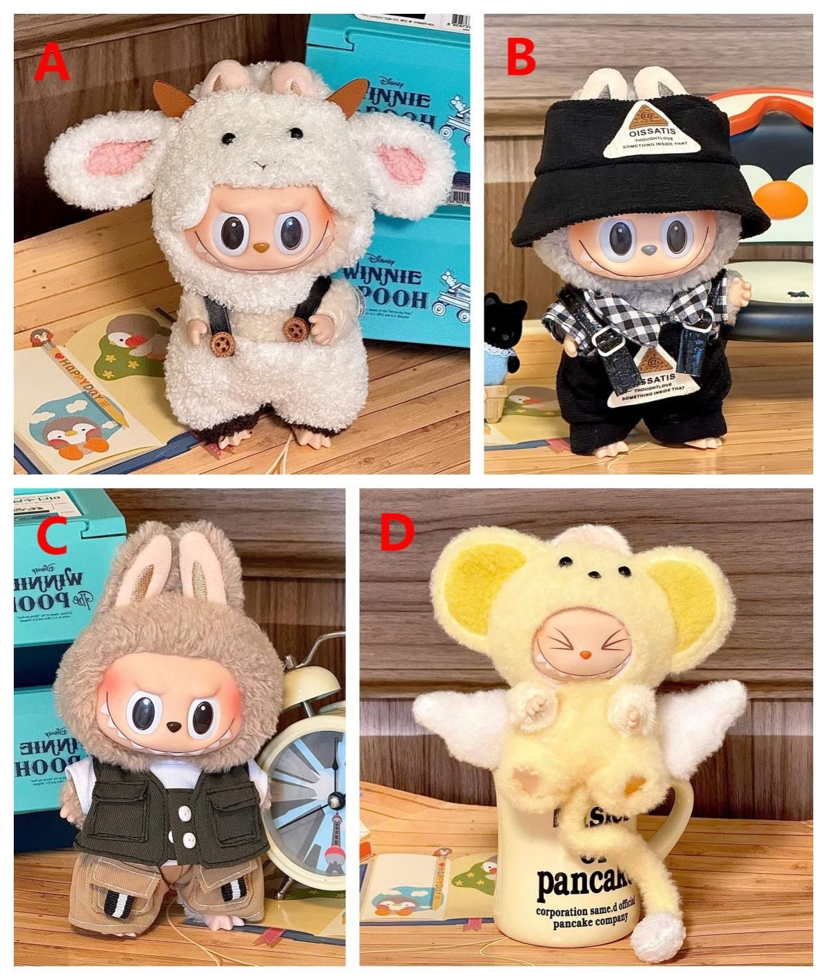 LABUBUぬいぐるみセット一代目 LABUBU ぬいぐるみ衣装 17cm用 4点セット（1/2/3代目対応