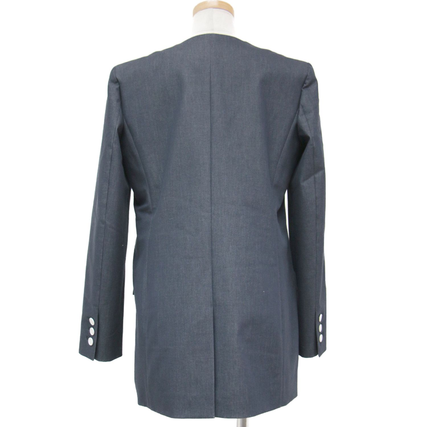 美品　theory luxe ノーカラーコンビジャケット　38 美品 theory luxe ノーカラーコンビジャケット 38