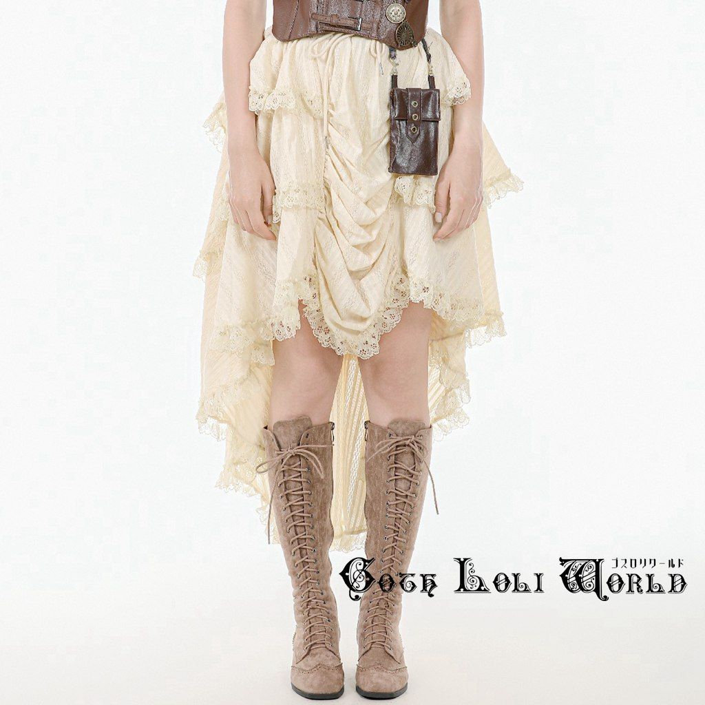 ホワイト ロングシフォンスカート 4段フリル アトリエピエロ