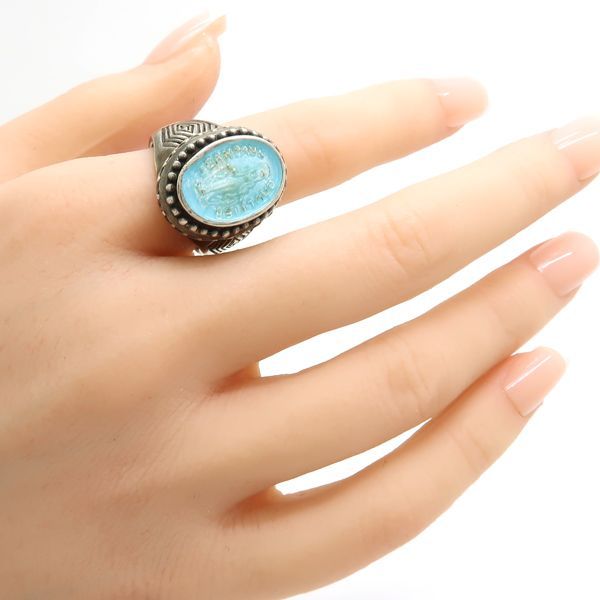 Jean Paul GAULTIER マリア シグネットリング Silver 17号 青 シルバー