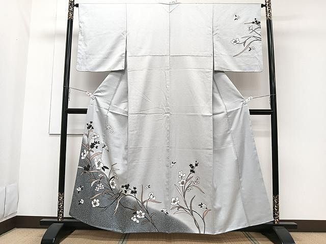 平和屋着物▽訪問着 単衣 草花文 正絹 逸品 DAAS0071az