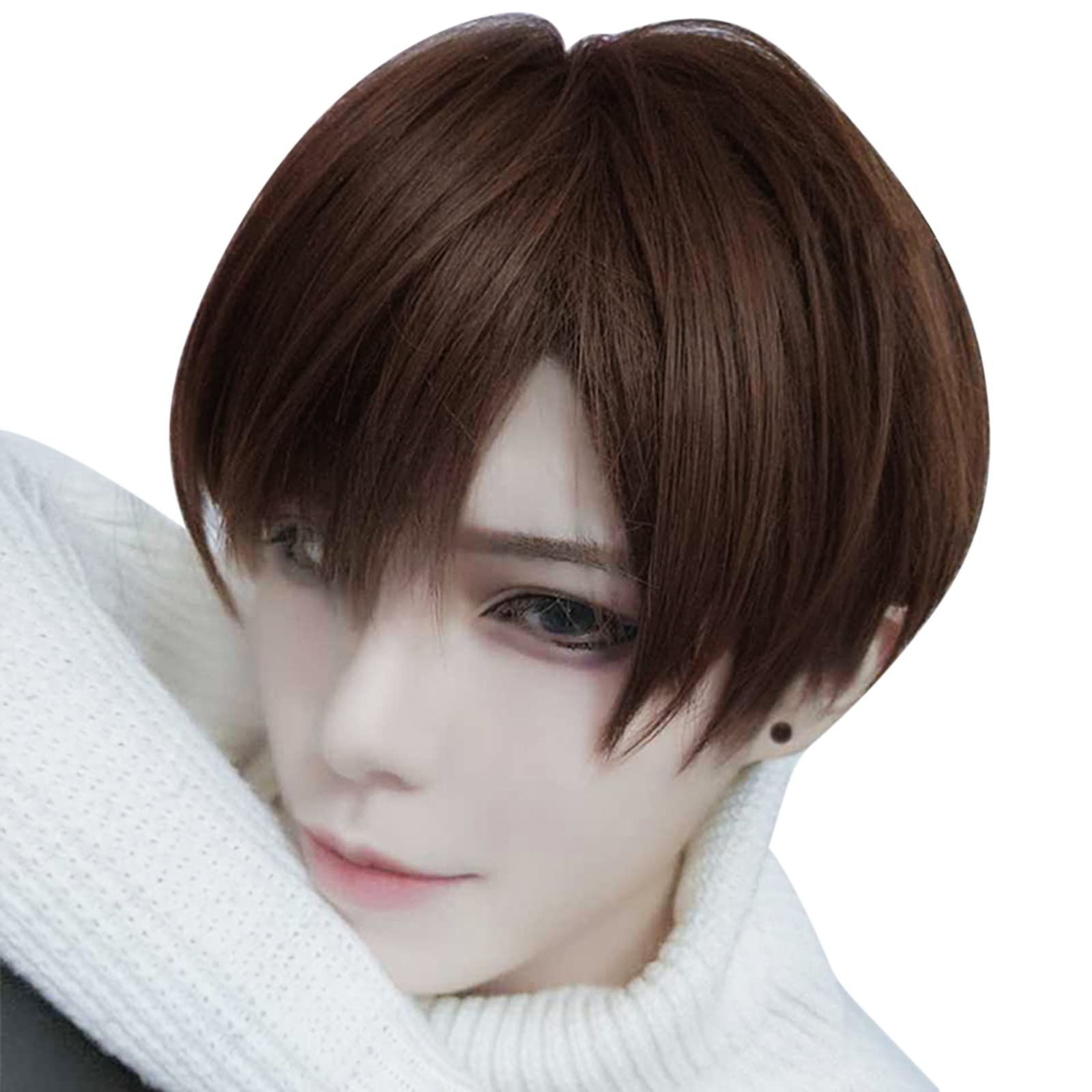 メンズ ARZER かつら ショート ウィッグ 男装 カリスマ スタイリストプロ推薦 自然 通気 変装 フリーサイズ ネット付 耐熱 深茶色