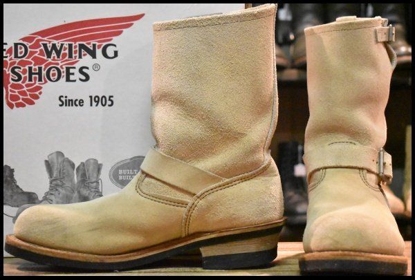 9.5D 08年 レッドウィング 8268 スエード エンジニア ホーソーンアビレーンラフアウト スチールトゥ ブーツ redwing HOPESMORE FJ033