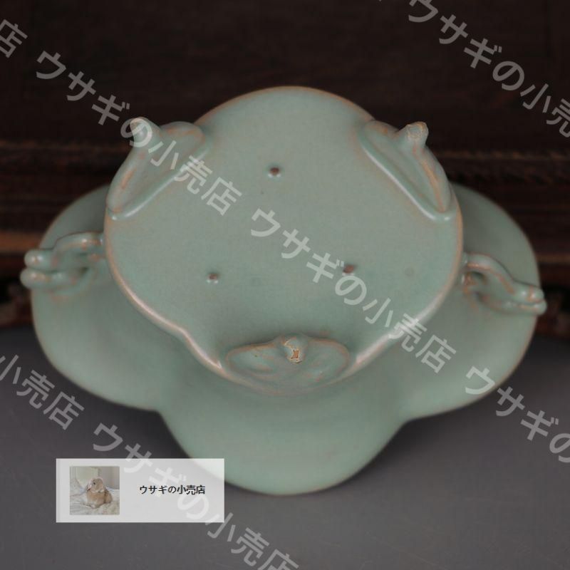 宋汝窯青釉緑釉三本足香炉  美品  陶磁器 宋汝窯青釉緑釉三本足香炉 美品 陶磁器