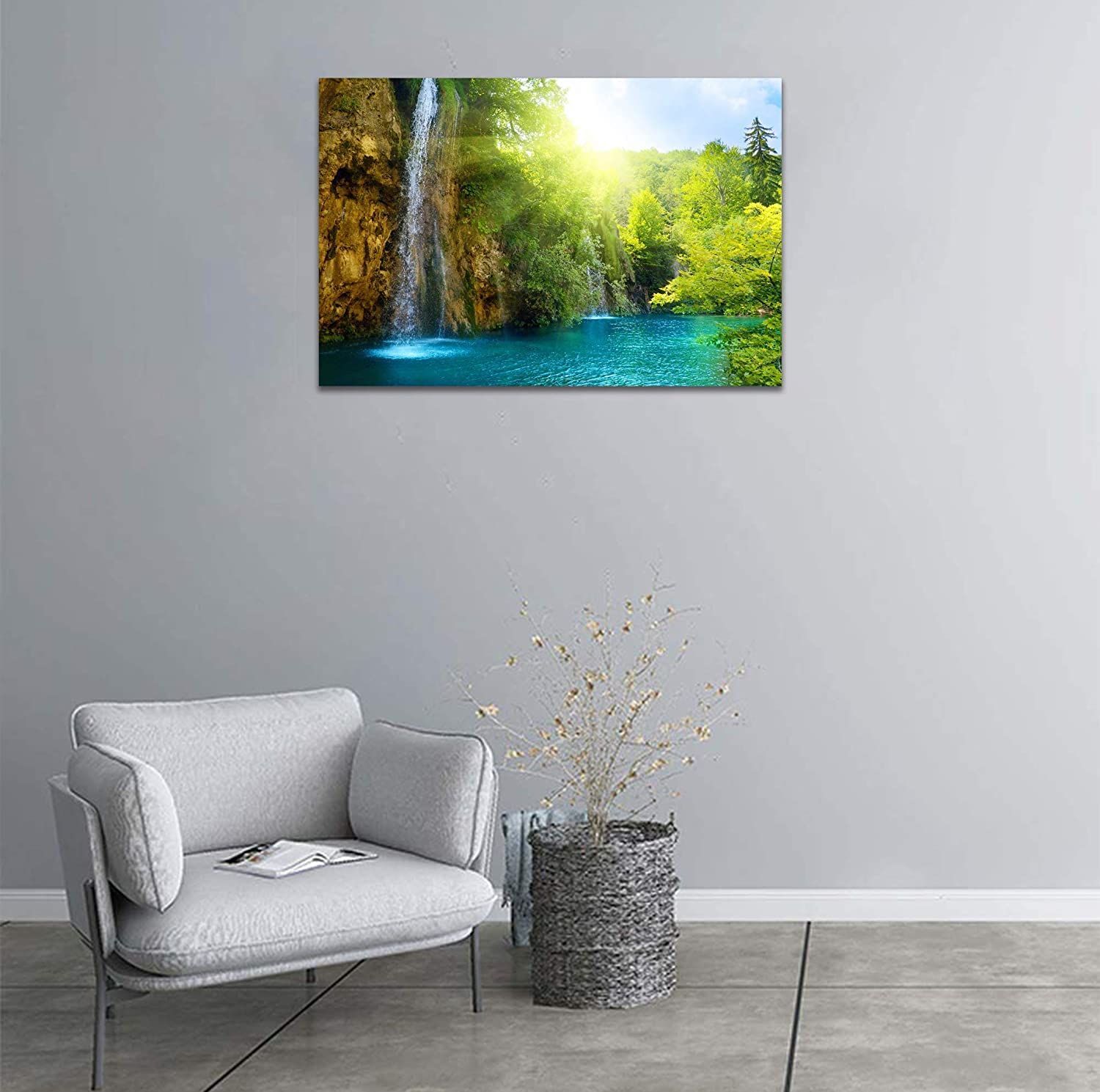 森林絵画 山の絵 森のインテリア ポスター アート 自然（30x40cm）