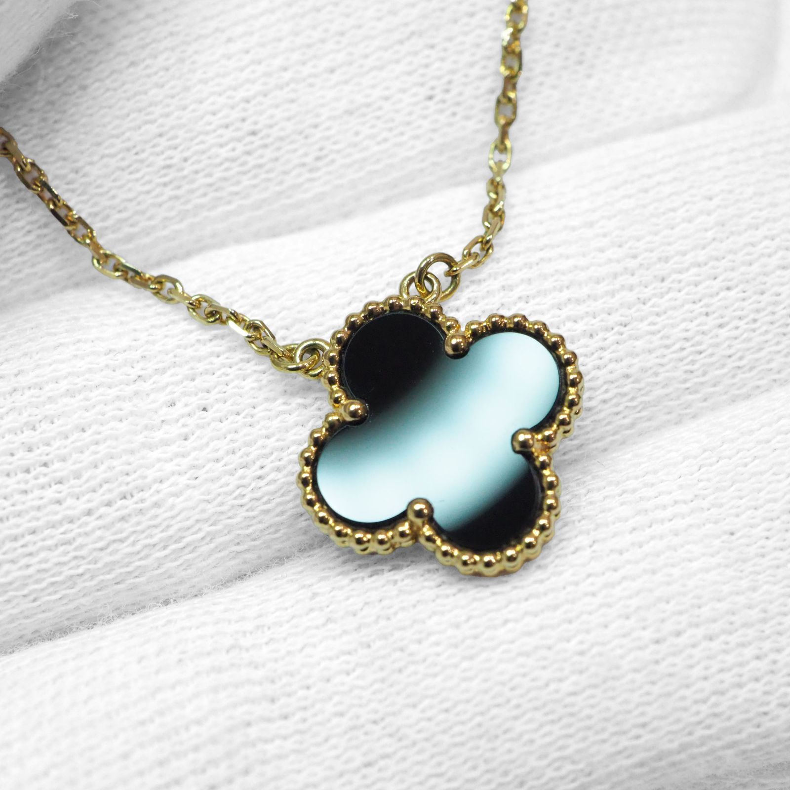 Van Cleef - Arpels ヴァン クリーフ-アーペル ヴィンテージ アルハンブラ K18YG オニキス ネックレス 約5.1g位 VCARA45800 18金 イエローゴールド ペンダント ジュエリー ブランド SIROKUMA-CORPORATION_COM