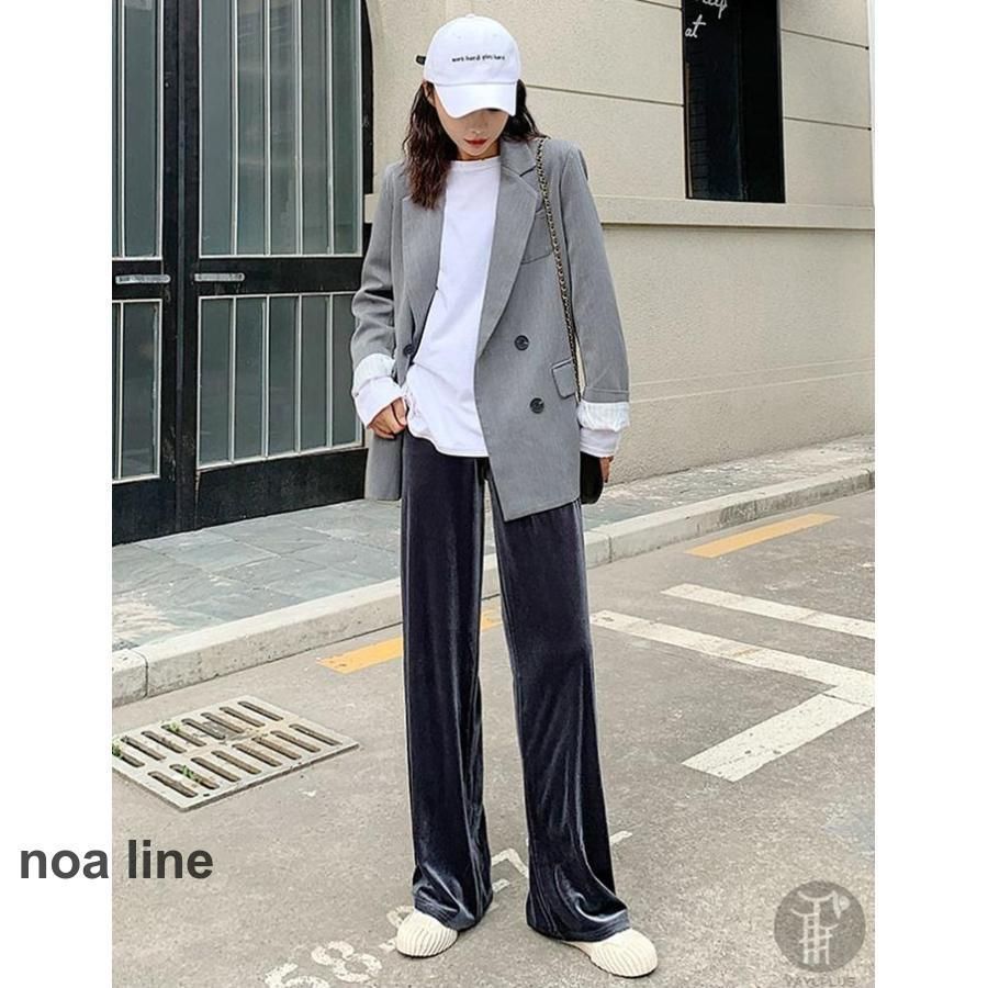 ワイドパンツ ガウチョパンツ ベロア レディース 光沢感 秋冬 楽パン ロングパンツ ボゆったり ウエストゴム 代引不可