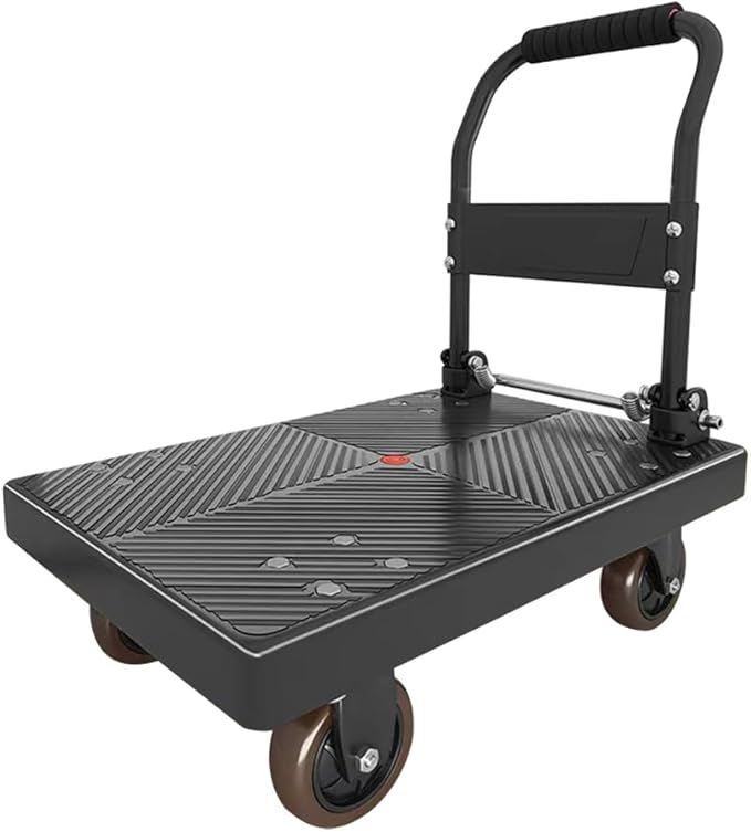 【在庫処分】MUUYAN 折りたたみ プラットフォーム トラック、耐荷重200KG、360度回転ホイール付き 折りたたみ 業務用台車 静音 軽量 台車大型 屋内外で使用可能 倉庫、農業、輸送、ハンドリン