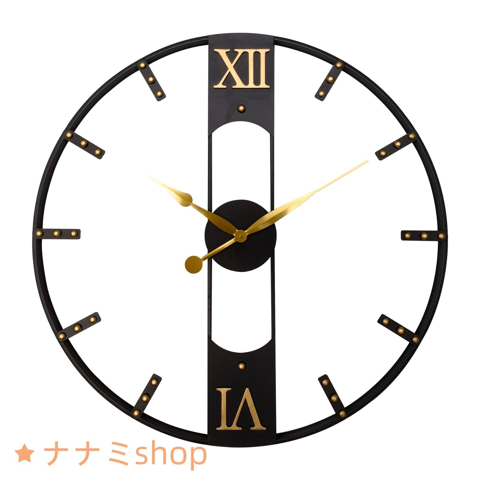 家の装飾壁掛け時計鉄リベットスケールクリエイティブサイレント時計テクスチャラウンドリビングルーム時計