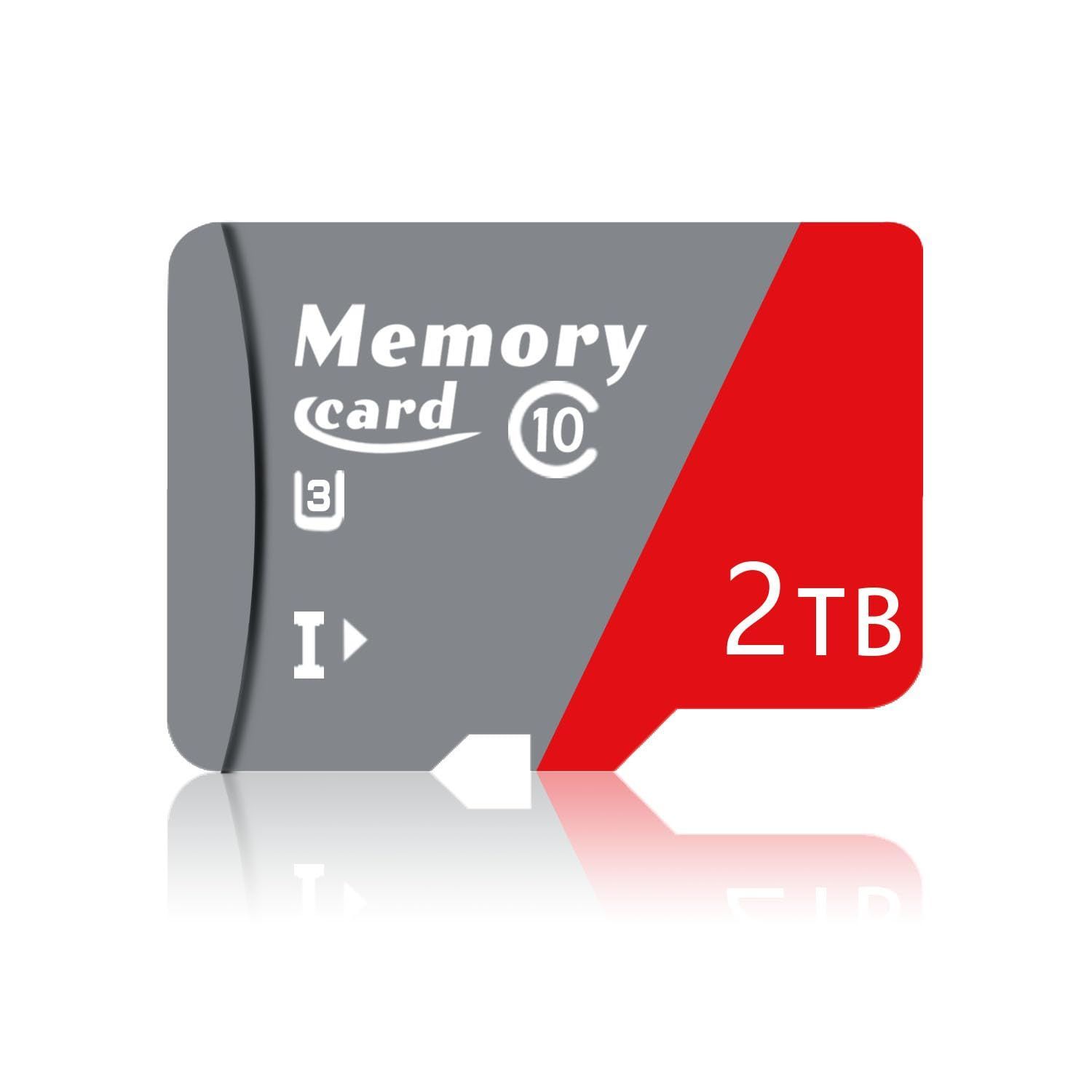 Size 2TB_Color 赤灰 Custom Catch 高耐久 マイクロメモリーカード 2T tfカード 高速転送100MB|s C10 U3 V30対応 UHS-I 高速まいくろカード 4K UHD タブレット用 アダプター付き-B2T