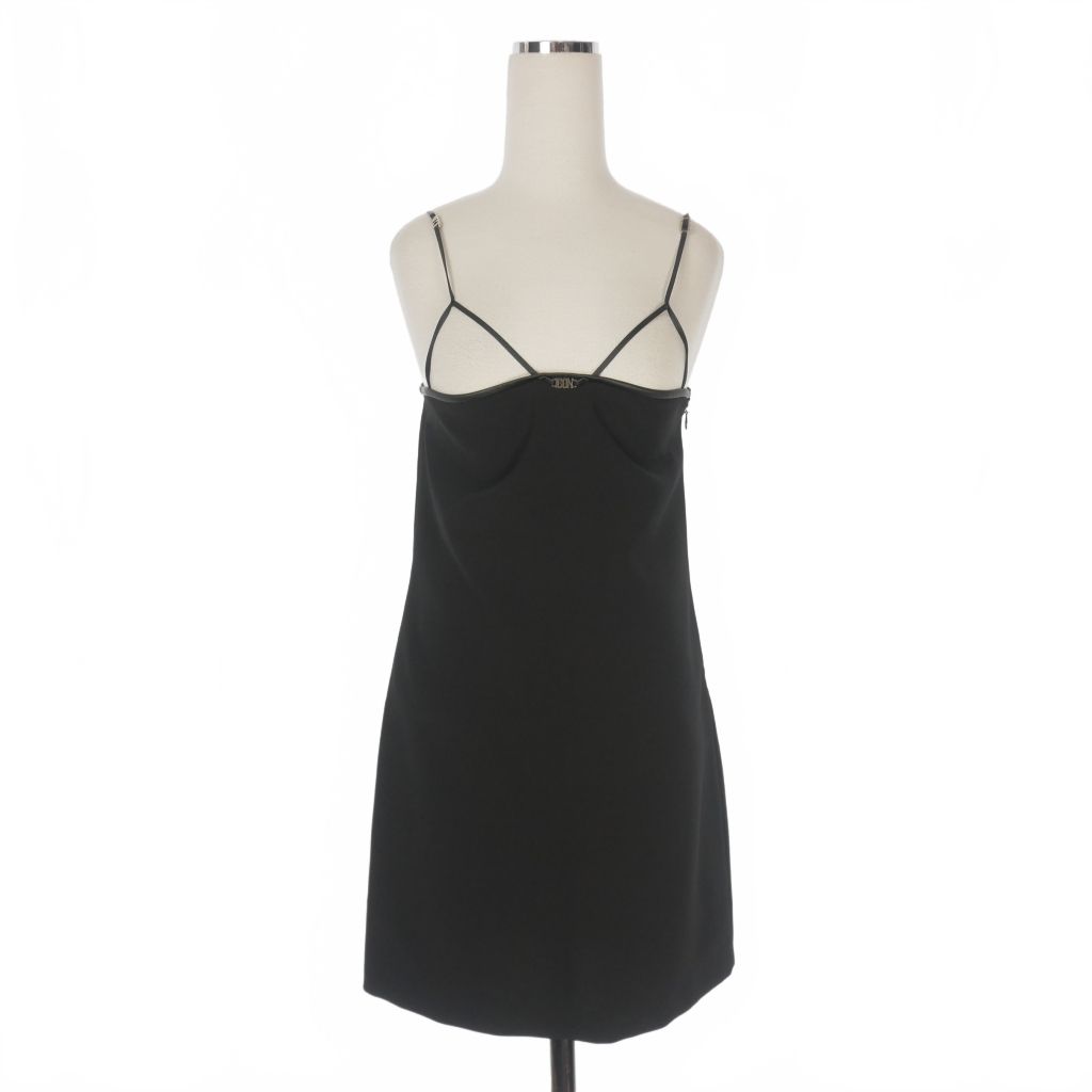 ディースクエアード DSQUARED2 23AW Icon Leather Trim Dress キャミワンピース ドレス 36 ブラック 黒 S80CT0024 正規