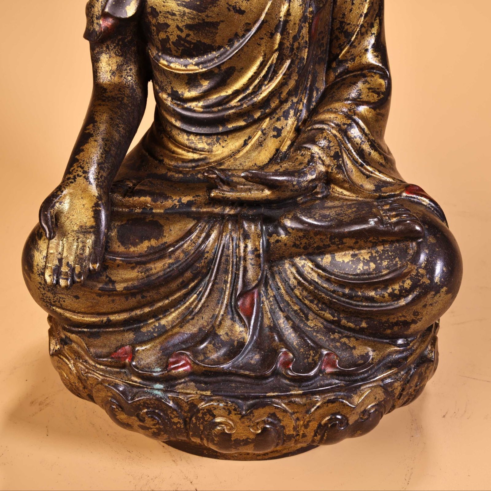 旧家蔵出し古銅彫 浮彫 鏨刻 泥金 釋迦牟尼像 仏像 密宗密教 仏教古