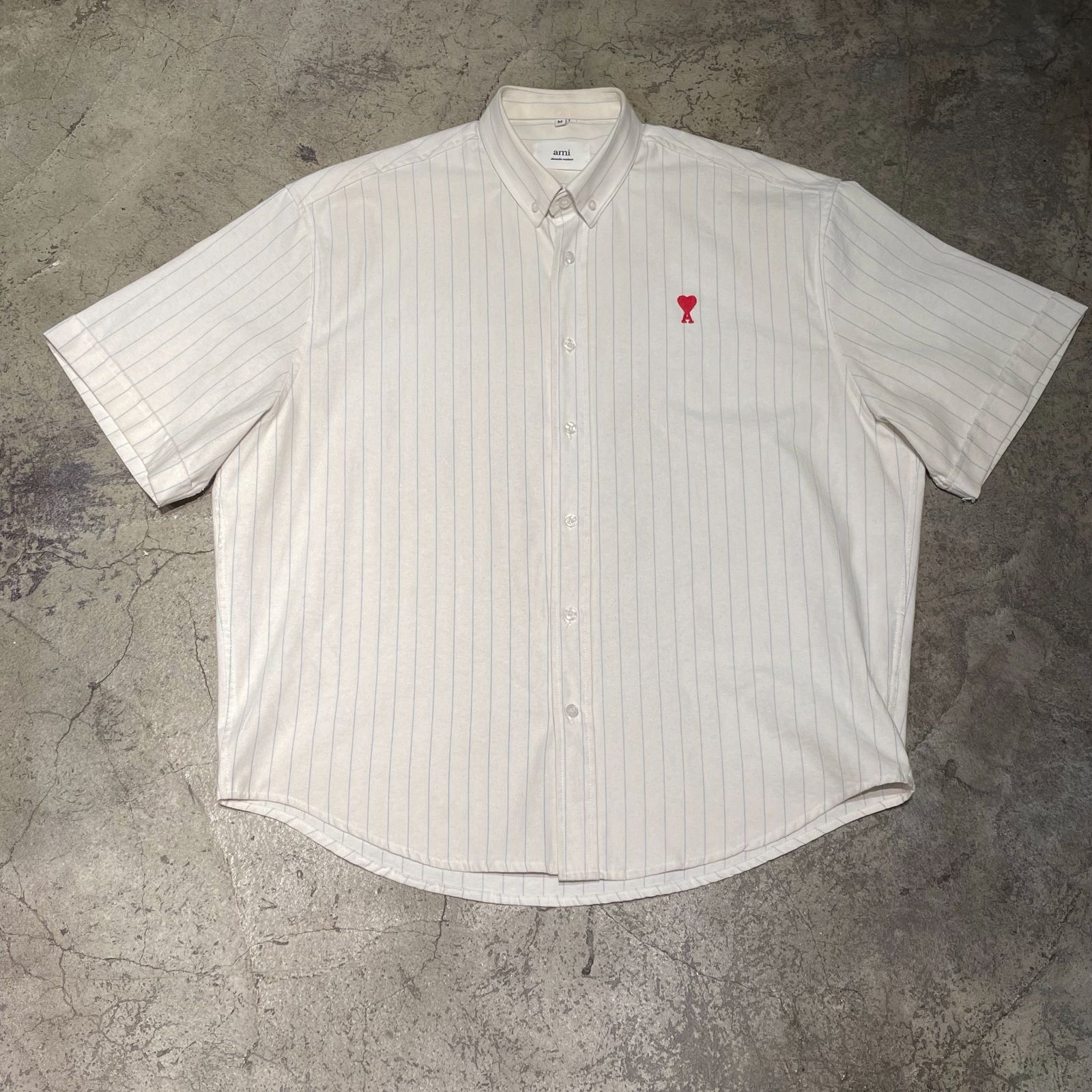 Ami Paris アミ パリス ストライプ半袖シャツ sizeM【表参道t