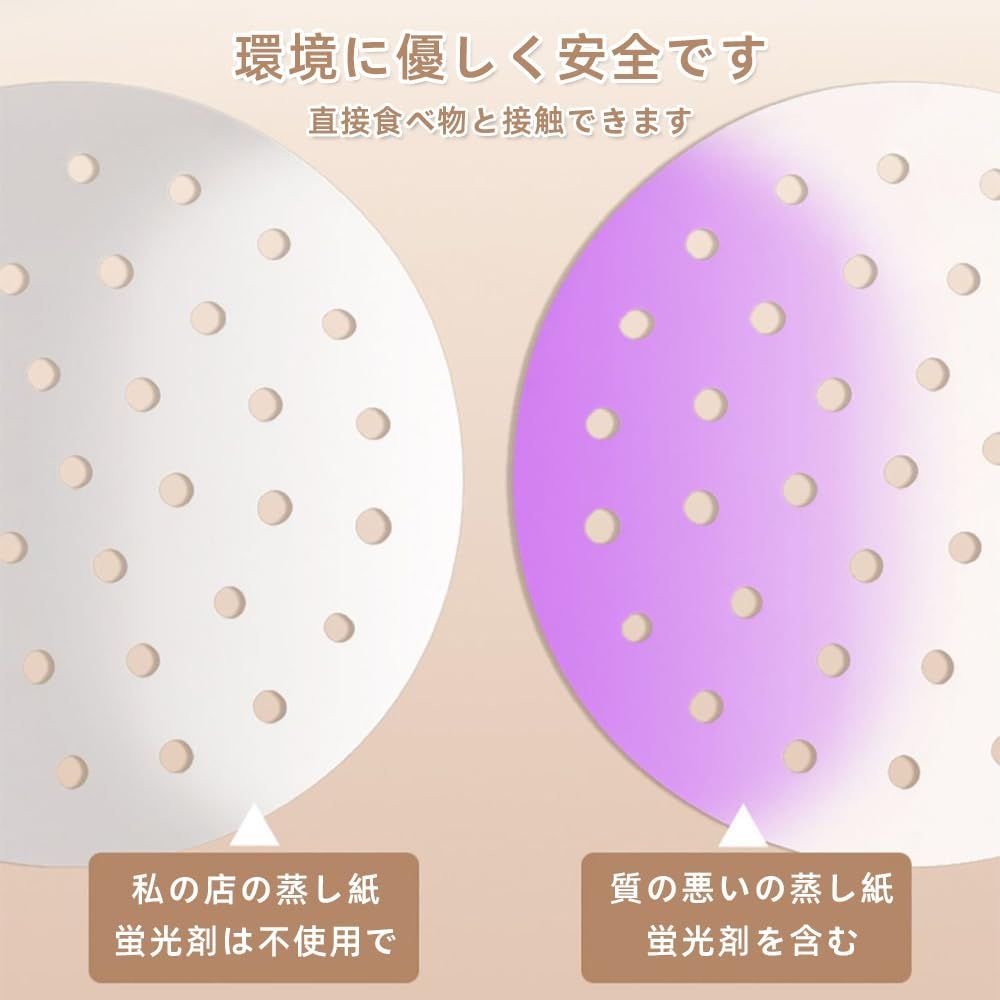 【在庫処分】使い捨て 蒸し器用 蒸し器シート ペーパー 中華セイロ用調理用紙 シート セイロ用紙 丸型 せいろ 穴あき 点心 料理用クッキングシート Renjzle 100枚入り (18cm)