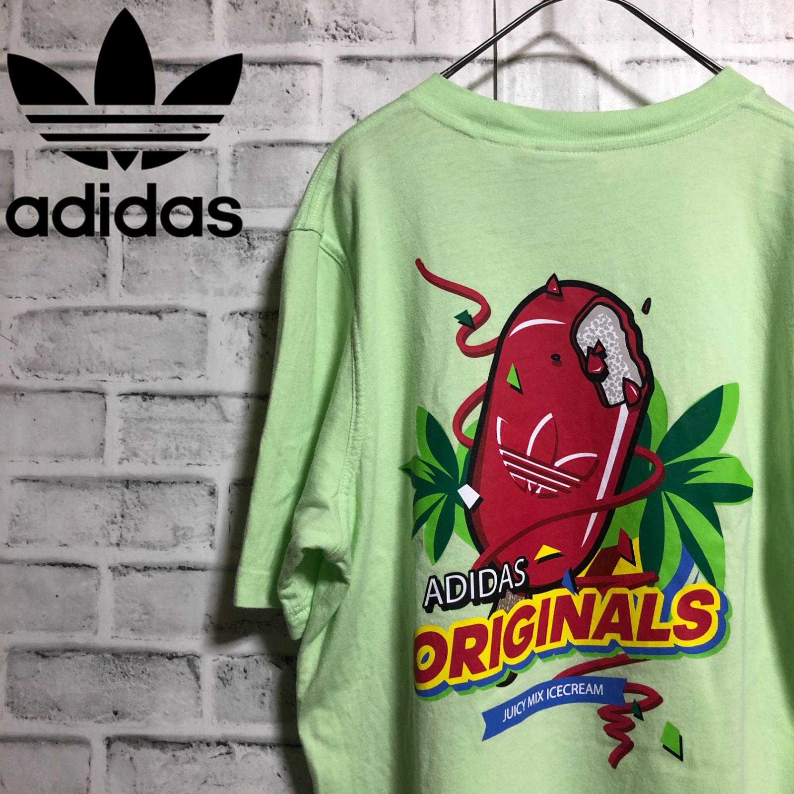 美品⭐️adidas アディダスオリジナルス アイスクリーム Tシャツ トレファイルロゴ ライトグリーン