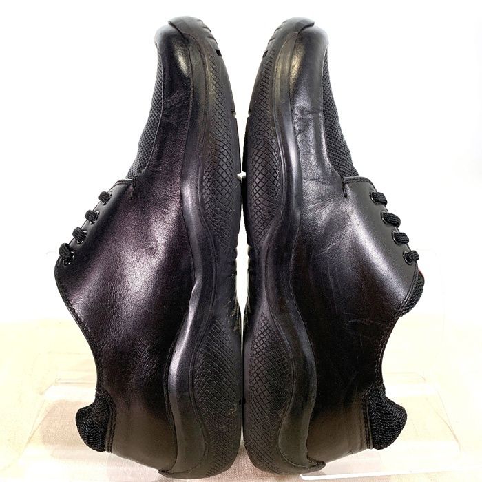 美品 希少 PRADA SPORTS フラットシューズ レザー メッシュ 黒 美品 PRADA SPORT プラダスポーツ メッシュ×レザー スニーカー