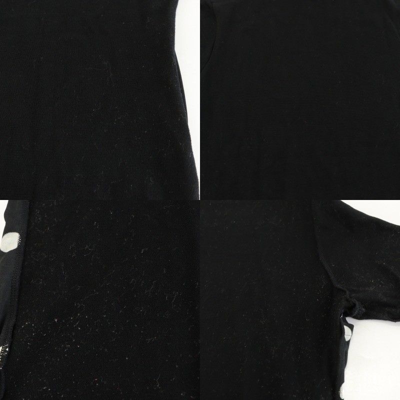 【希少】LEONARD カットソー 花柄 トリム 金ボタン 黒 未使用級】現行 LEONARD カットソー フラミンゴ 花柄 トリム M