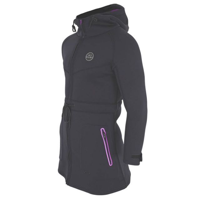 【JETPILOT/ジェットパイロット】JA22264 VENTURE LADIES LONG TOUR COAT Black/Pink ツアーコート レディース ウェット生地 コート