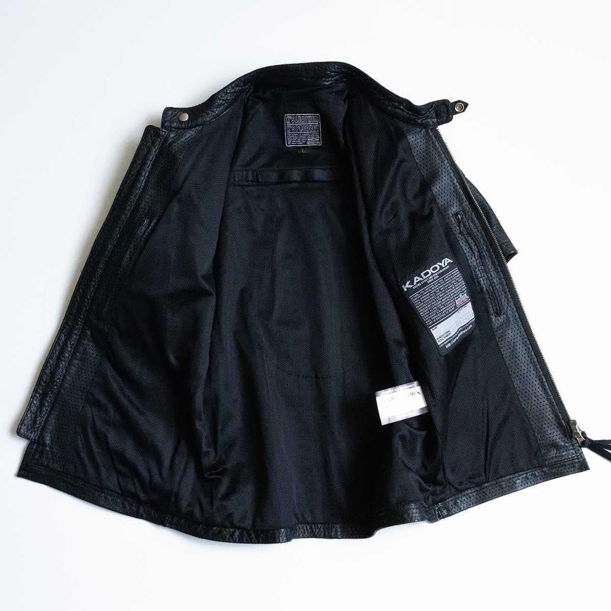美品】KADOYA【パンチング シングル ライダースジャケット】 L