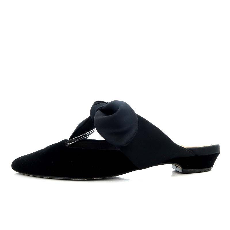 オーガ OHGA ベロア リボン ミュール パンプス フラット S 22cm-22.5cm