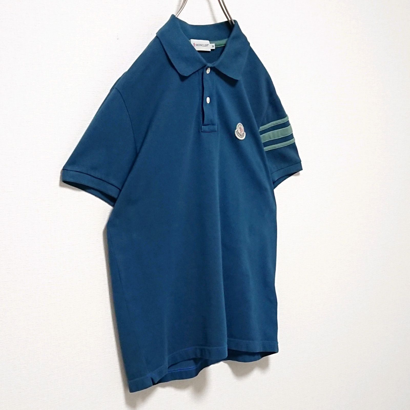 希少 カラー モンクレール ワッペン 刺繍 ロゴ ライン 半袖 ポロシャツ
