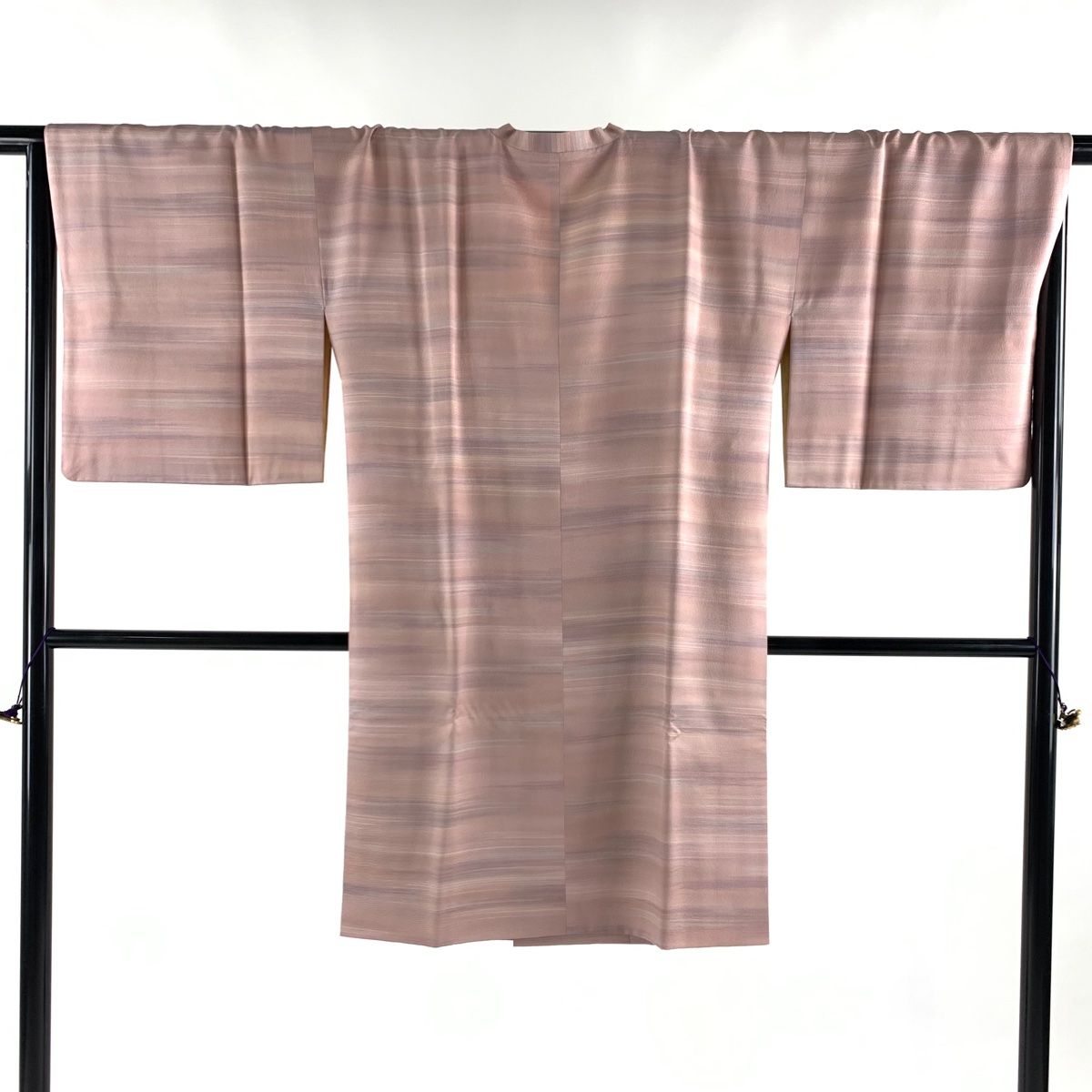 道行 身丈101cm 裄丈68cm L 和装コート 角衿 霞 ピンク 正絹 秀品