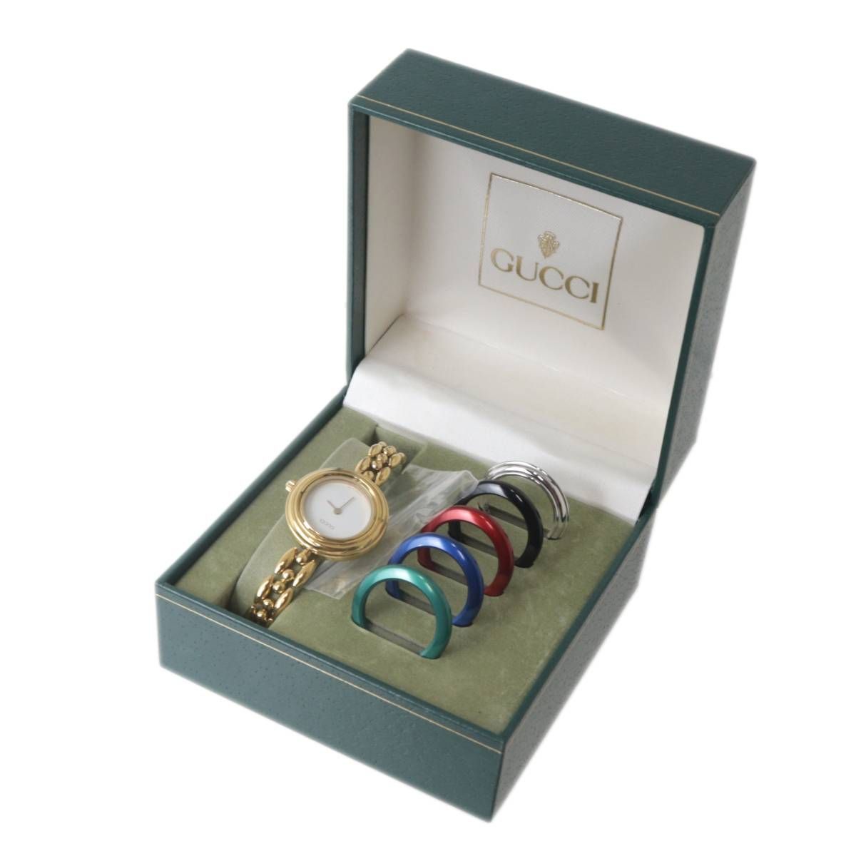 美里様さま GUCCI グッチ チェンジベゼル 11/12.2 白文字盤 茶色 GUCCI グッチ チェンジベゼルウォッチ 12色 11/12.2 ホワイト