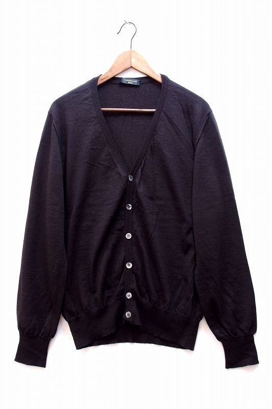 【215495】CORNELIANI コルネリアーニ  ウール ニットカーディガン メンズ  ・50 ブラウン